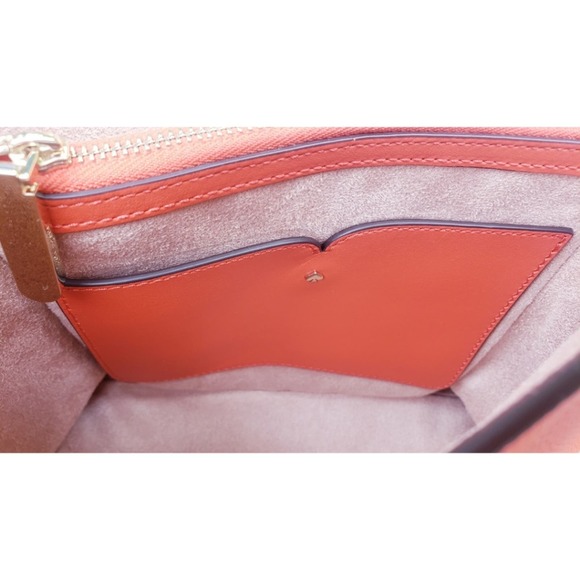 Kate Spade Orange Leather 2-in-1 Satchel or Crossbody Bag Detachable Chain Strap - Picture 12 of 15